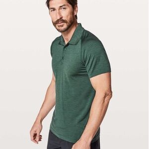 Lululemon Metal Vent Tech Short Sleeve Polo in Green Heathered; Size XL